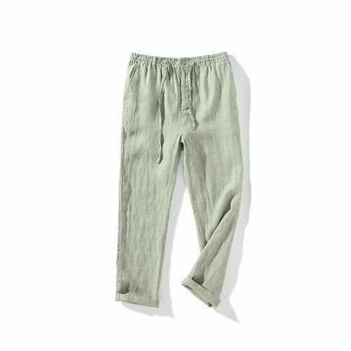 Men Dress Pants Summer New Casual Black Pants Men 100% Pure Linen Loose Fashion Solid Color Trousers Male Brand Clothing Y2951