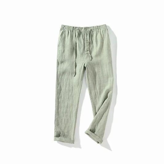 Men Dress Pants Summer New Casual Black Pants Men 100% Pure Linen Loose Fashion  Solid Color Trousers Male Brand Clothing Y2951