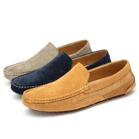 Suede Leather Man Loafers Luxury Casual Shoes Lightweight Men Shoes Moccasins Soft Soled Flats Handmade Slip on Driving Shoes